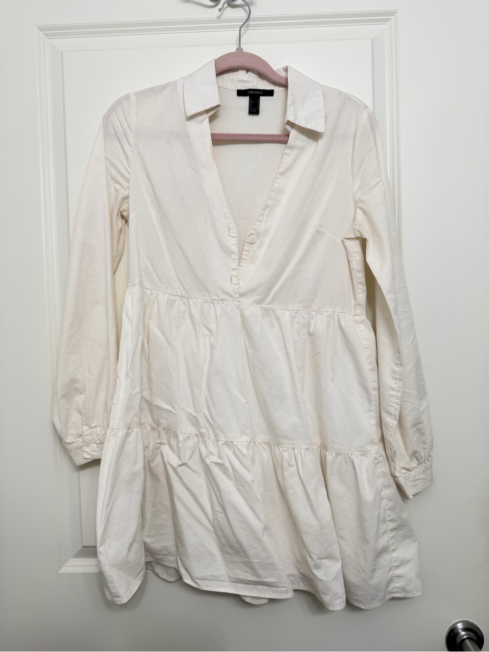 Relaxed Ivory Tiered Button-Front Tunic by Unknown Brand